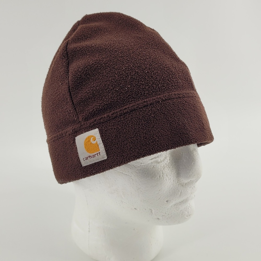 Carhartt Fleece Beanie Mens OSFA Brown A207 DKB Winter Hat Logo